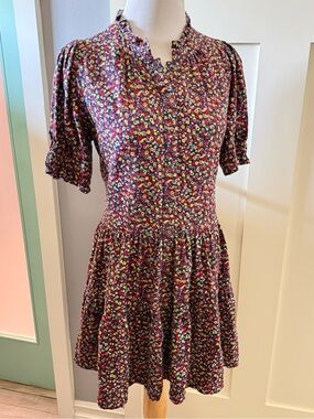 APIECE APART Las Alturas Mini Dress in Dotty Floral Crimson Sz Small